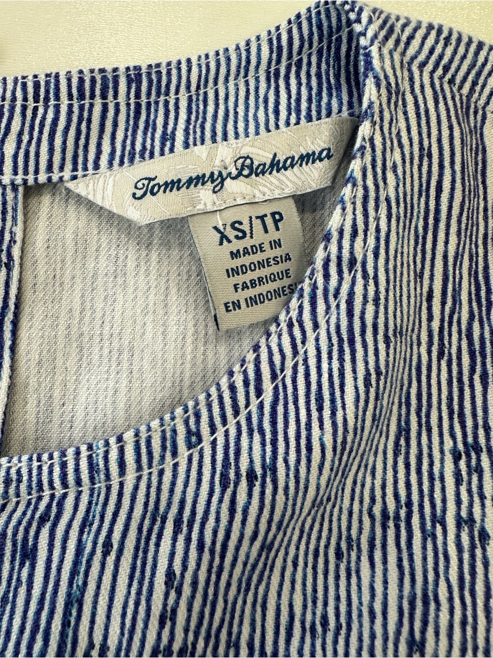 Tommy Bahama Palm-A-Dora Shimmer Bay Sheath Dress Linen Blend Size XS White Blue - Picture 6 of 11